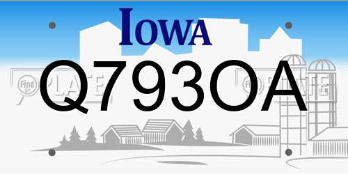 Q793OA Iowa License Plate