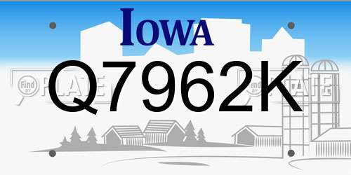 Q7962K Iowa License Plate