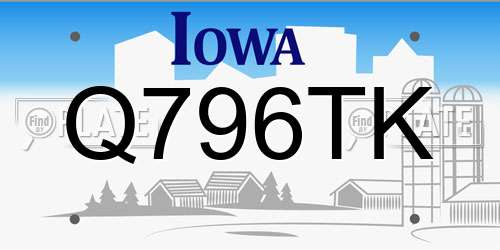 Q796TK Iowa License Plate