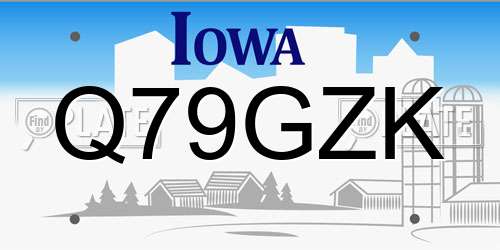 Q79GZK Iowa License Plate
