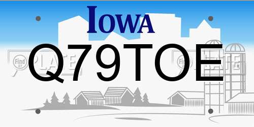 Q79TOE Iowa License Plate