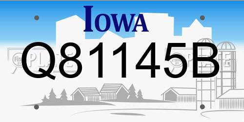 Q81145B Iowa License Plate