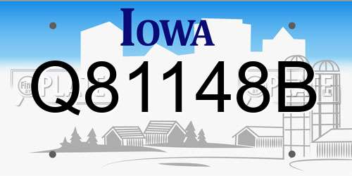 Q81148B Iowa License Plate