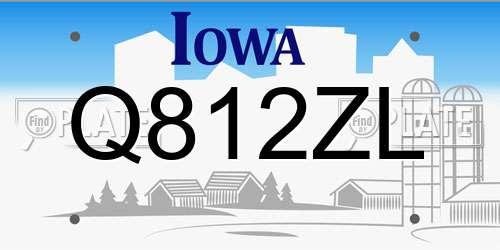 Q812ZL Iowa License Plate