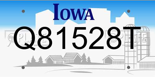 Q81528T Iowa License Plate