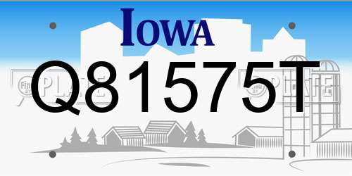 Q81575T Iowa License Plate
