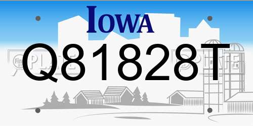 Q81828T Iowa License Plate
