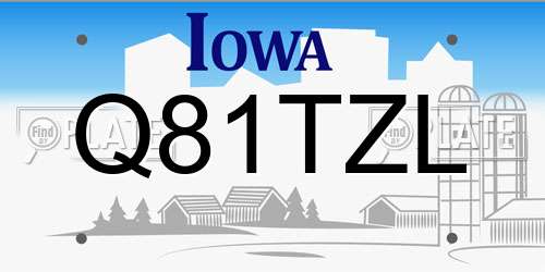 Q81TZL Iowa License Plate
