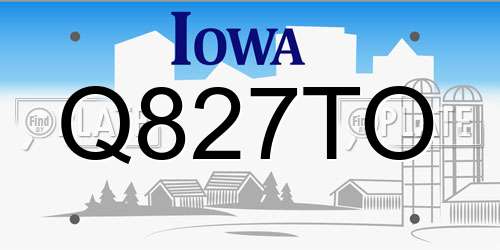 Q827TO Iowa License Plate