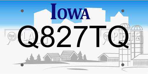 Q827TQ Iowa License Plate
