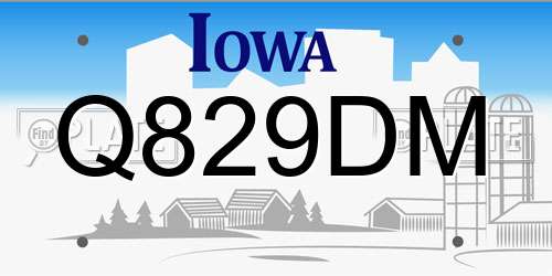 Q829DM Iowa License Plate