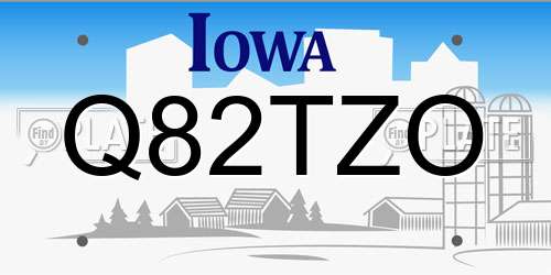 Q82TZO Iowa License Plate