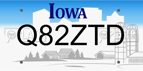 Q82ZTD Iowa License Plate