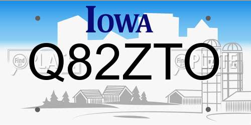Q82ZTO Iowa License Plate
