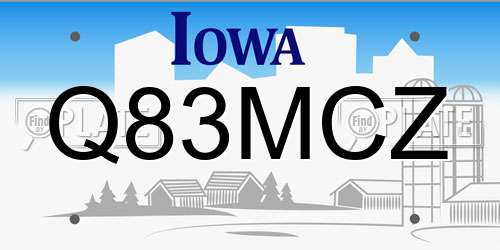 Q83MCZ Iowa License Plate