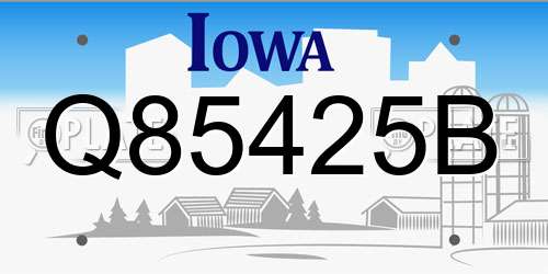 Q85425B Iowa License Plate