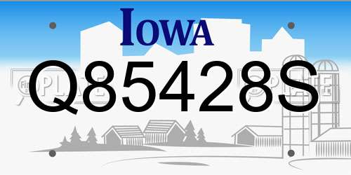 Q85428S Iowa License Plate
