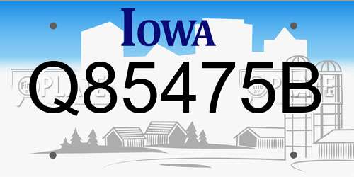 Q85475B Iowa License Plate