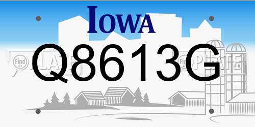 Q8613G Iowa License Plate