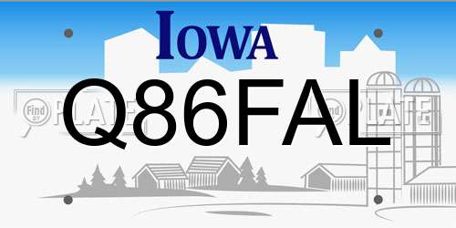 Q86FAL Iowa License Plate