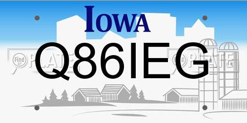 Q86IEG Iowa License Plate