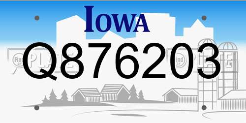 Q876203 Iowa License Plate