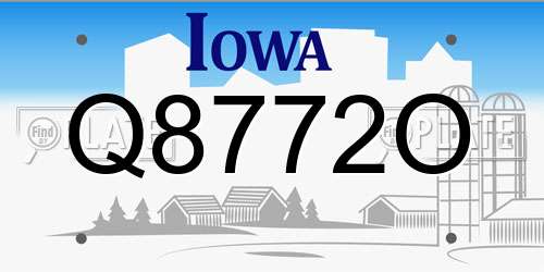 Q8772O Iowa License Plate