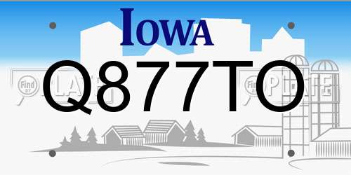 Q877TO Iowa License Plate