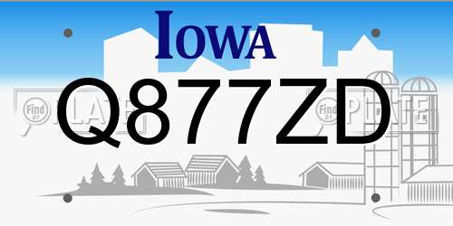 Q877ZD Iowa License Plate