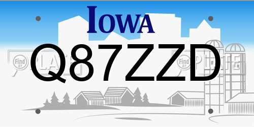 Q87ZZD Iowa License Plate