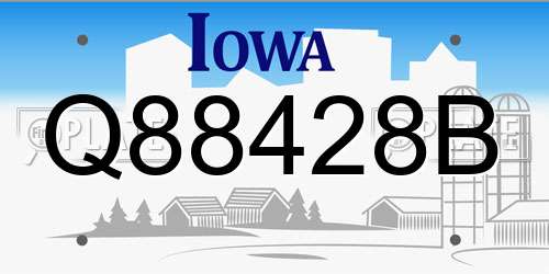 Q88428B Iowa License Plate