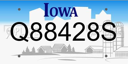 Q88428S Iowa License Plate