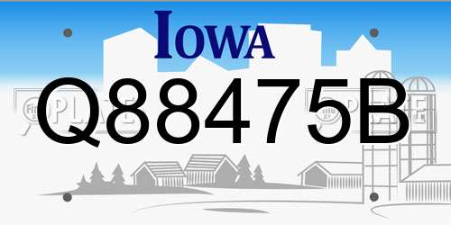 Q88475B Iowa License Plate