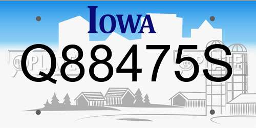 Q88475S Iowa License Plate