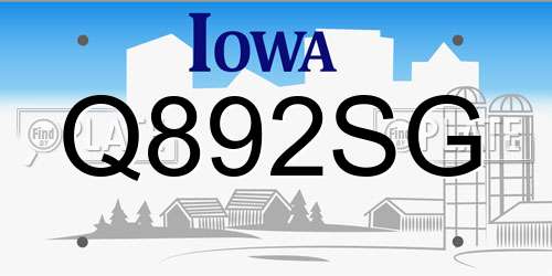Q892SG Iowa License Plate