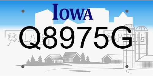 Q8975G Iowa License Plate