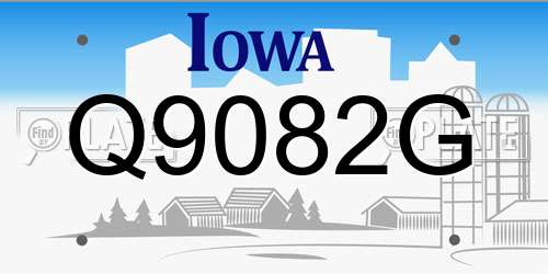 Q9082G Iowa License Plate