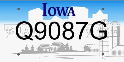Q9087G Iowa License Plate
