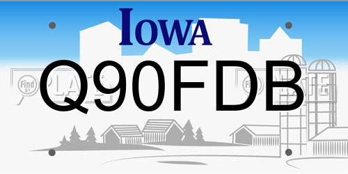 Q90FDB Iowa License Plate