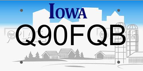 Q90FQB Iowa License Plate