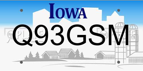 Q93GSM Iowa License Plate