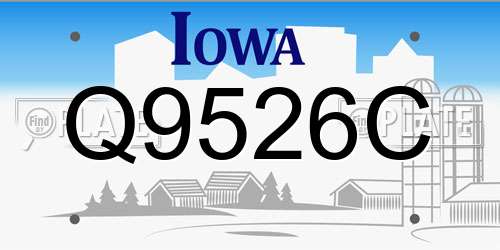 Q9526C Iowa License Plate