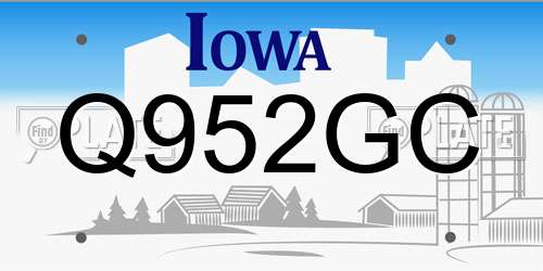 Q952GC Iowa License Plate