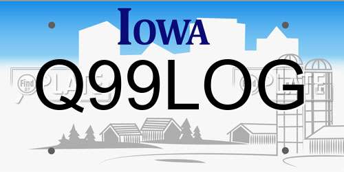 Q99LOG Iowa License Plate