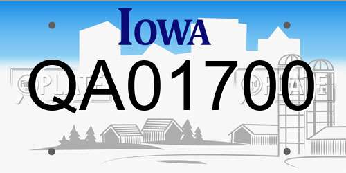 QA01700 Iowa License Plate