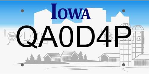 QA0D4P Iowa License Plate
