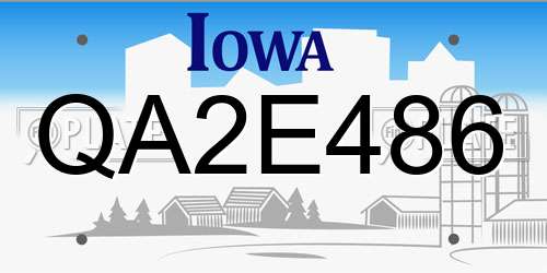 QA2E486 Iowa License Plate