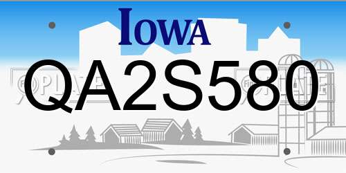 QA2S580 Iowa License Plate