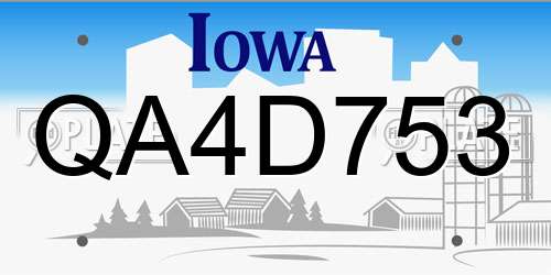QA4D753 Iowa License Plate