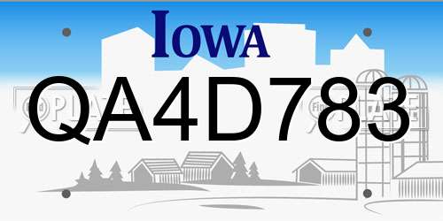 QA4D783 Iowa License Plate